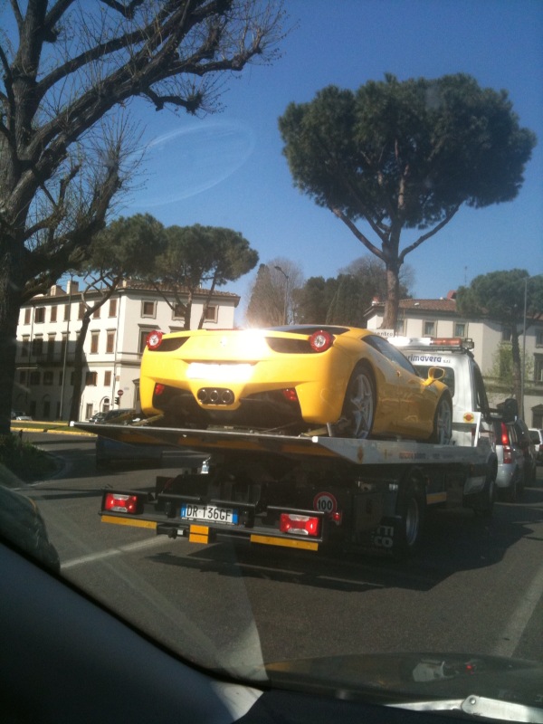 We saw a yellow Ferrari After the ooos and ahhhhs one of them said 